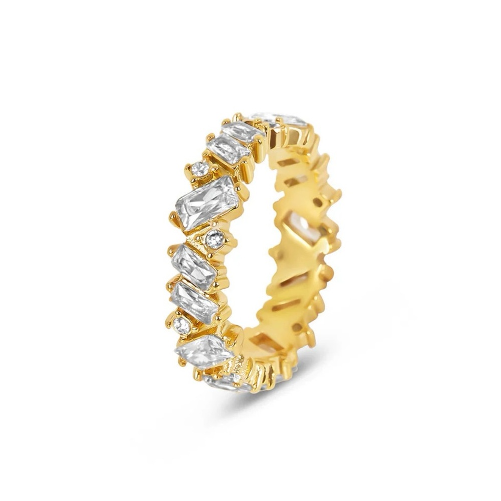 18k gold-plated CZ Baguette cut ring